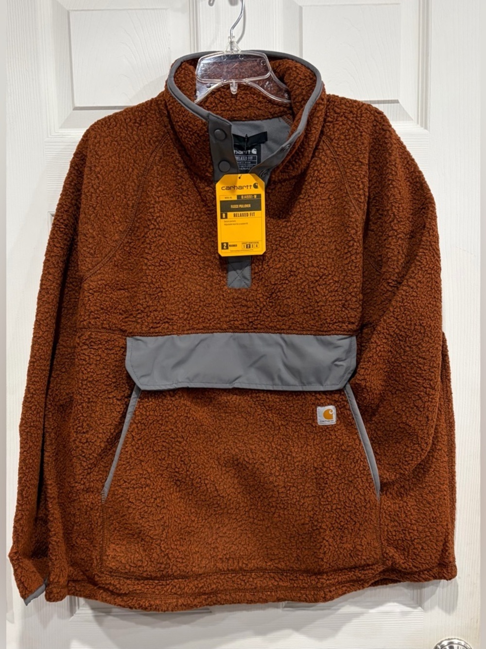Carhartt Women's 1X Plus Relaxed Fit Fleece Shirt Jacket Brown NWT Snap Neck
